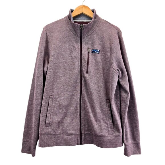 LL Bean Sweatshirt Jacket Full-Zip Plum Weave M Cotton Polyester Traditional Fit - Picture 3 of 14